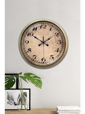 PremiumPort 40 cm Metal Eskitme Duvar Saati, Vintage Tarz, Zarif Tasarım