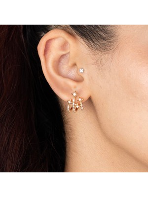 Xuping Xupıng Özel Seri 18K Tasarım Zirkon Taşlı Kutup Yıldız Detaylı Küpe