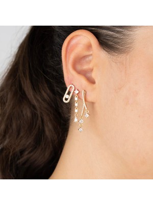 Zuum Özel Tasarım Zirkon Taşlı 3lü Set  Küpe