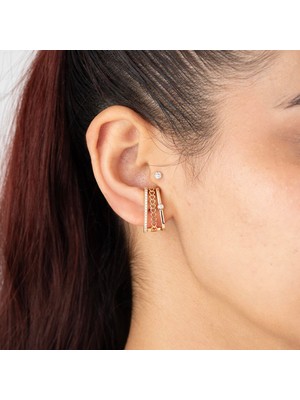 Xuping Xupıng Özel Seri 18K Tasarım Zirkon Taşlı Üçlü Görünüm Tek Küpe