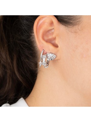 Zuum Zirkon Taşlı Gümüş Renk 3lü Set Küpe