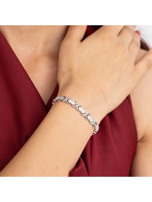 Xuping Xupıng Özel Seri Zirkon Taşlı Gümüş Renk Zincir Bileklik