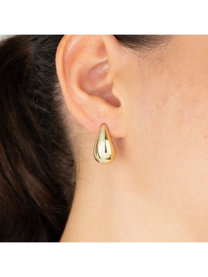 Xuping Xupıng Özel Seri 14K , Gold , Sarı Renk Damla Model Zirkon Taşlı Çelik Küpe