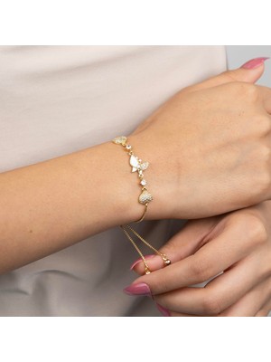 Zuum Asansörlü 14K Kelebek Detay Tasarım Bileklik