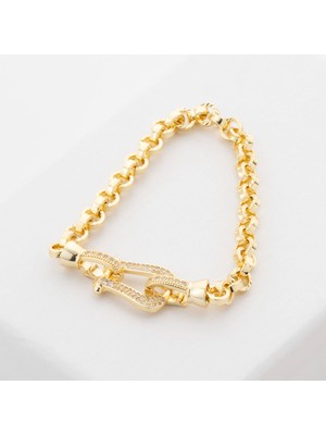 Zuum Premium Seri Zirkon Taşlı 14K Tasarım Zincir Bileklik