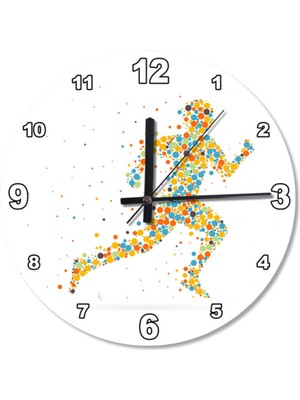 PremiumPort 50 cm Çap Spor Tarz Ahşap Duvar Saati, Şık ve Dayanıklı Tasarım