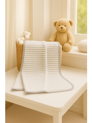 Mimocan %100 Pamuk Naturel Bebek Battaniyesi Yenidoğan Bebek Battaniyesi 85X90 cm