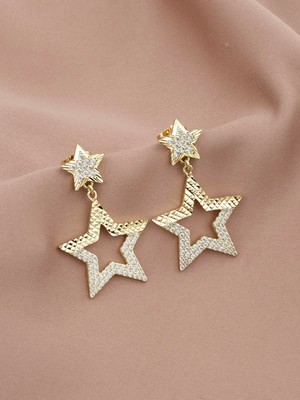 Xuping Xupıng Özel Seri 14K , Gold , Sarı Renk Tasarım Zirkon Taşlı Çelik Küpe