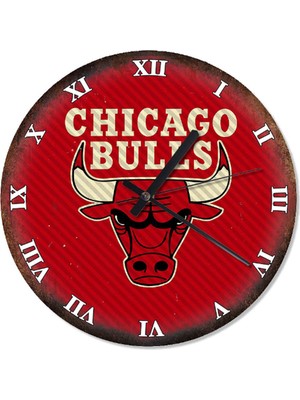 PremiumPort 50 cm Çap Chicago Bulls Temalı Duvar Saati, Spor ve Dekorasyon Için Harika
