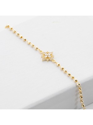 Zuum Premium Seri  Zirkon Taşlı 14K Tasarım Zincir Bileklik