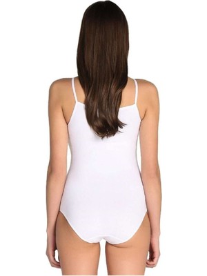 Tutku Kadın Beyaz 2'li Paket Ip Askılı Likralı Kancalı Çıtçıtlı Body Zıbın-Beyaz-Xl