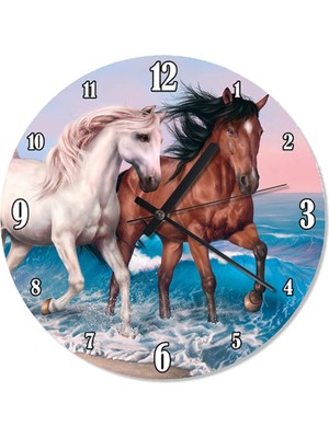 PremiumPort 50 cm At Şekilli Kahverengi ve Beyaz Duvar Saati, Şık ve Modern Dekor