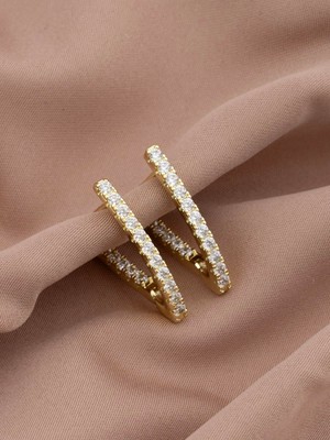Xuping Xupıng Özel Seri 14K , Gold , Sarı Renk Tasarım Zirkon Taşlı Çelik Küpe