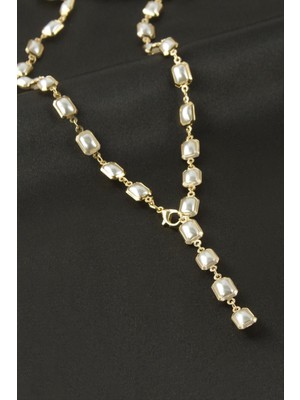 İlkyaz Fashion Dikdörtgen Inci Y Kolye