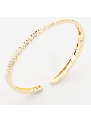 Zuum Özel Seri Zirkon Taşlı 14K Kelepçe Bileklik