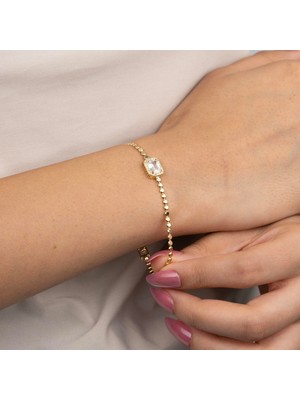 Zuum Premium Seri Zirkon Taşlı 14K Tasarım Zincir Bileklik