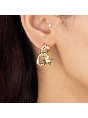 Xuping Xupıng Özel Seri 14K , Gold , Sarı Renk Yıldız Model Sallantılı Çelik Küpe