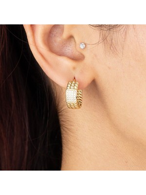 Xuping Xupıng Özel Seri 14K , Gold , Sarı Renk Zirkon Taşlı Halka Model Çelik Küpe