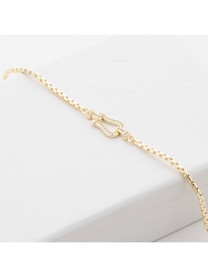 Zuum Premium Seri Zirkon Taşlı 14K Tasarım Zincir Bileklik