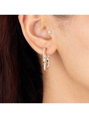 Xuping Xupıng Özel Seri 18K Tasarım Zirkon Taşlı Oval Küpe