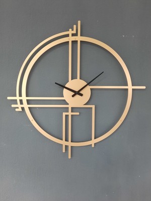 PremiumPort Altın Kaplama Metal Duvar Saati 75X75 Cm, Şık ve Modern Tasarım