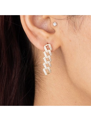 Xuping Xupıng Özel Seri 18K Tasarım Zirkon Taşlı Zincir Model Küpe