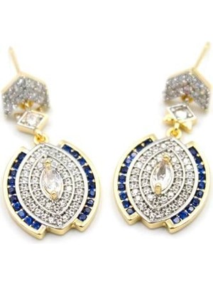 Vexor Taşlı Küpe - Mavi