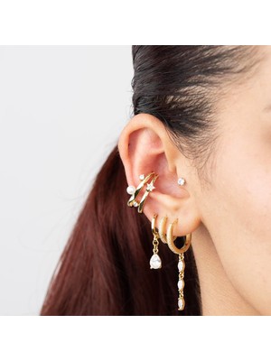 Zuum Xupıng Özel Seri 14K , Gold , Sarı Renk Yıldız Model Kıkırdak Çelik Küpe