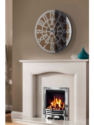 PremiumPort Şık Dekoratif Aynalı Duvar Saati, Gold Veya Gümüş Seçenekli