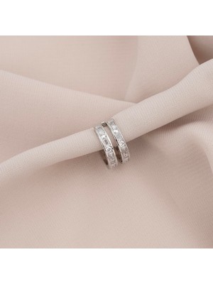 Zuum Özel Seri Gümüş Renk Ikili Görünüm Kıkırdak Küpe