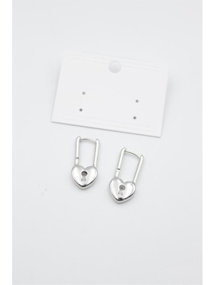 Vexor Kalp Kilit Küpe - Gümüş