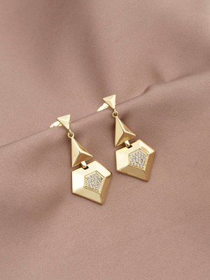 Xuping Xupıng Özel Seri 14K , Gold , Sarı Renk Tasarım Zirkon Taşlı Çelik Küpe
