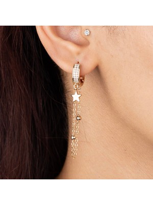 Xuping Xupıng Özel Seri 18K Tasarım Yıldız Detay Sallantılı Halka Küpe