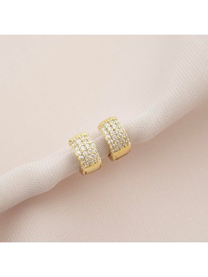 Xuping Xupıng Özel Seri 14K , Gold , Sarı Renk Gömme Zirkon Taşlı Halka Çocuk Çelik Küpe