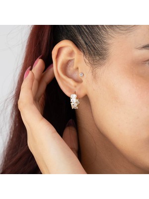 Xuping Xupın Özel Seri 14K , Gold , Sarı Renk Tasarım Zirkon Taşlı Su Yolu Halka Çelik Küpe