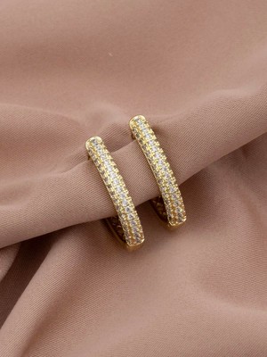Xuping Xupıng Özel Seri 14K , Gold , Sarı Renk Zirkon Taşlı Halka Çelik Küpe