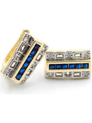 Vexor Taşlı Küpe - Mavi