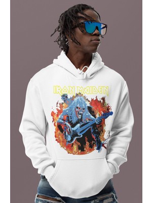 Sevbano Iron Maiden Rock Metal Baskılı Unisex Oversize Müzik Grubu Hoodie