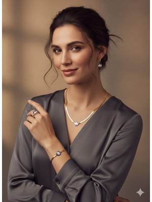 925 Ayar Papatya Silver Italyan Lotus Takım.rose.gold.rodaj