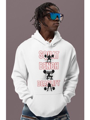 Sevbano Squat Bench Deadlift Tasarım Baskılı Unisex Oversize Bodybuilding Fitness Sporcu Hoodie