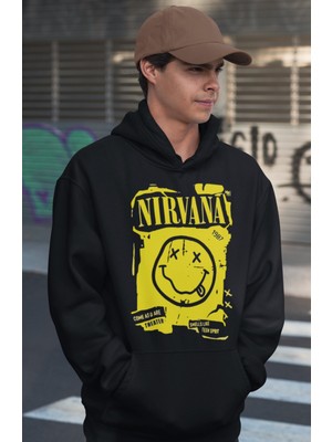 Sevbano Tasarım Nirvana Rock Metal Müzik Grubu Baskılı Unisex Oversize Hoodie