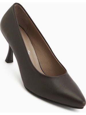 Limoya Kiara Hakiki Deri Kahve Kadın Topuklu Ayakkabı Stiletto