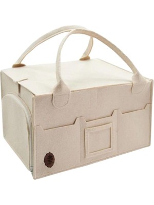 Braventa Collection Keçe Anne Bebek Bakım Çantası, Kapaklı, 3 Bölmeli, Fermuar Cepli Çok Amaçlı Alt Açma Organizer Çanta