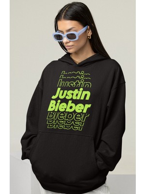 Sevbano Justin Bieber Baskılı Unisex Oversize Şarkıcı Hoodie