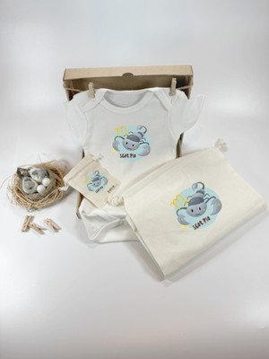 Kidilia Akrep Burcu Tasarımlı %100 Pamuklu Kısa Kollu Bebek Body ve Ham Keseli Seti