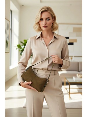 Benerly Kadın Görünümlü Ayarlanabilir Askılı Oval Omuz Çantası Fermuarlı Kapanma Detaylı