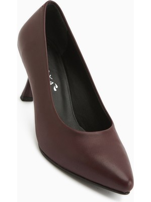 Limoya Kiara Hakiki Deri Bordo Kadın Topuklu Ayakkabı Stiletto