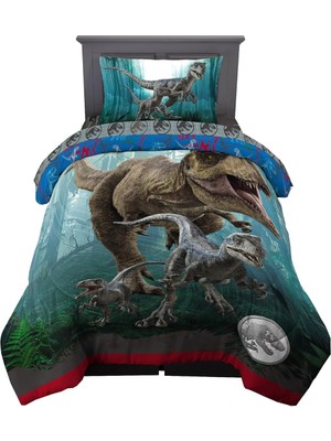 Braventa Collection Jurassic World Dominion Mavi Velociraptor ve Rexy T-Rex Süper Yumuşak Mikrofiber Ters Çevrilebilir Y