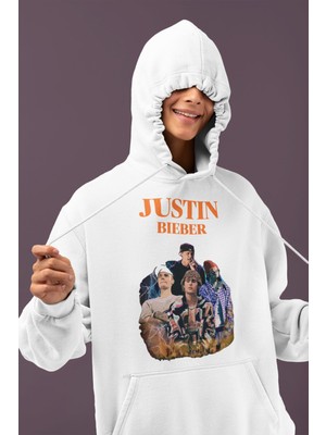 Sevbano Tasarım Justin Bieber Baskılı Unisex Oversize Şarkıcı Hoodie