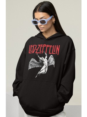Sevbano LED Zeppelin Rock Metal Baskılı Unisex Oversize Müzik Grubu Hoodie